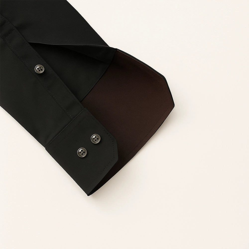 Formal Shirt for Men with Contrast Collar & Cuff | Black