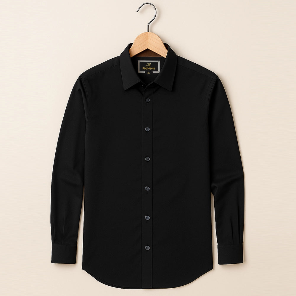 Formal Shirt for Men with Contrast Collar & Cuff | Black