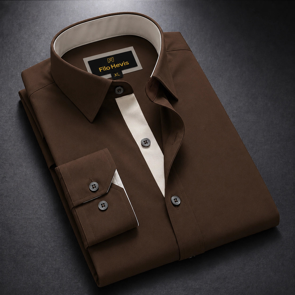 Formal Shirt for Men with Contrast Collar & Cuff | Brown