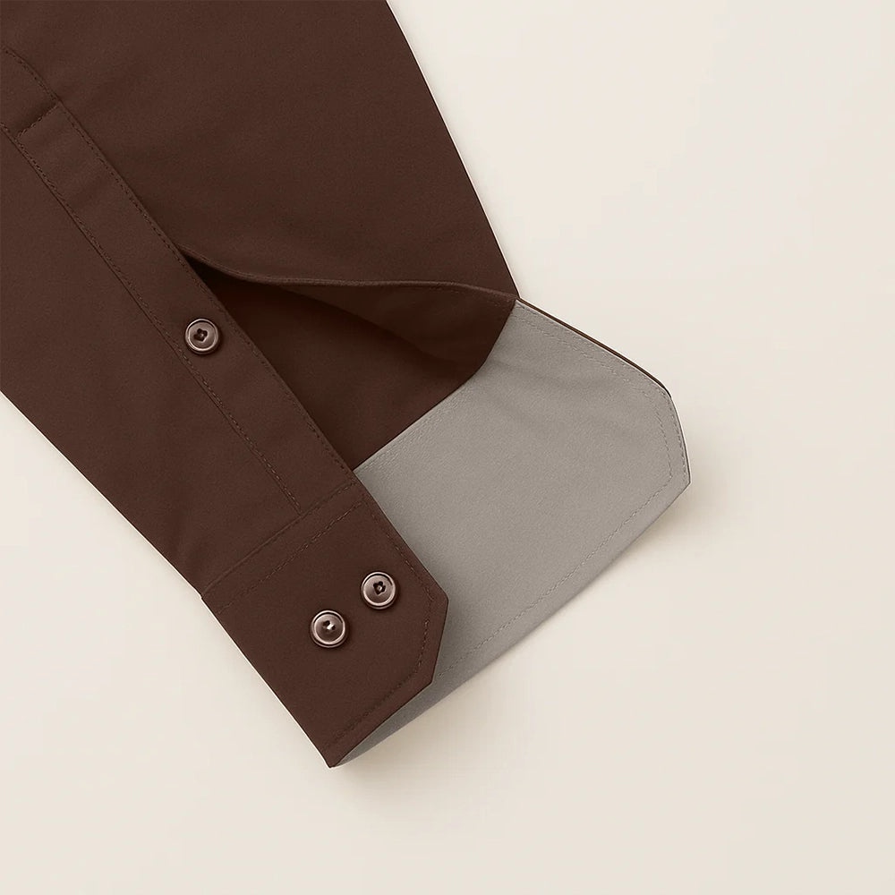 Formal Shirt for Men with Contrast Collar & Cuff | Brown