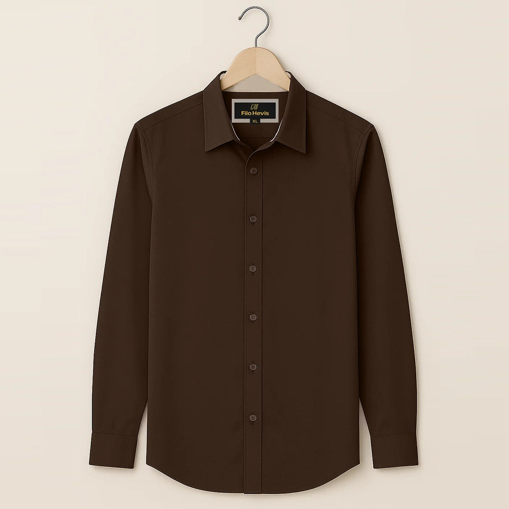 Formal Shirt for Men with Contrast Collar & Cuff | Brown