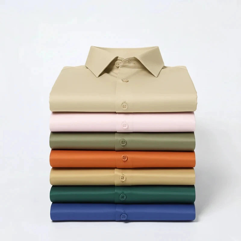 Anti Wrinkle Satin Lycra Formal Shirt (Imported Fabric)| Beige My Store