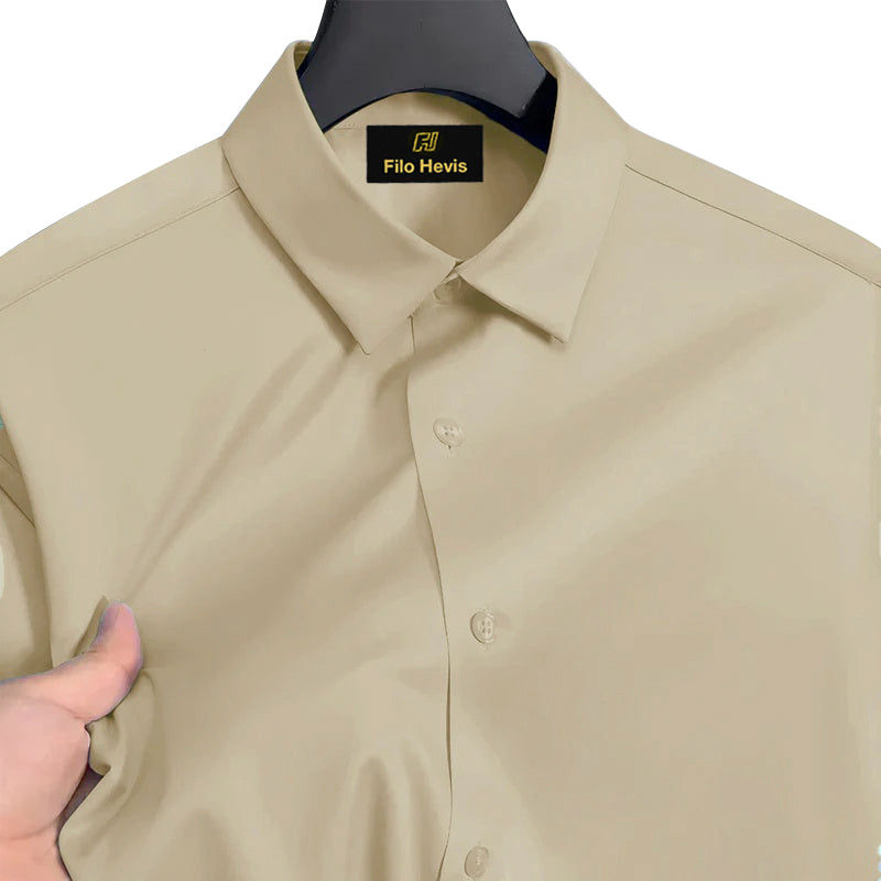 Men’s Satin Lycra Formal Shirt (Imported Fabric)| Beige