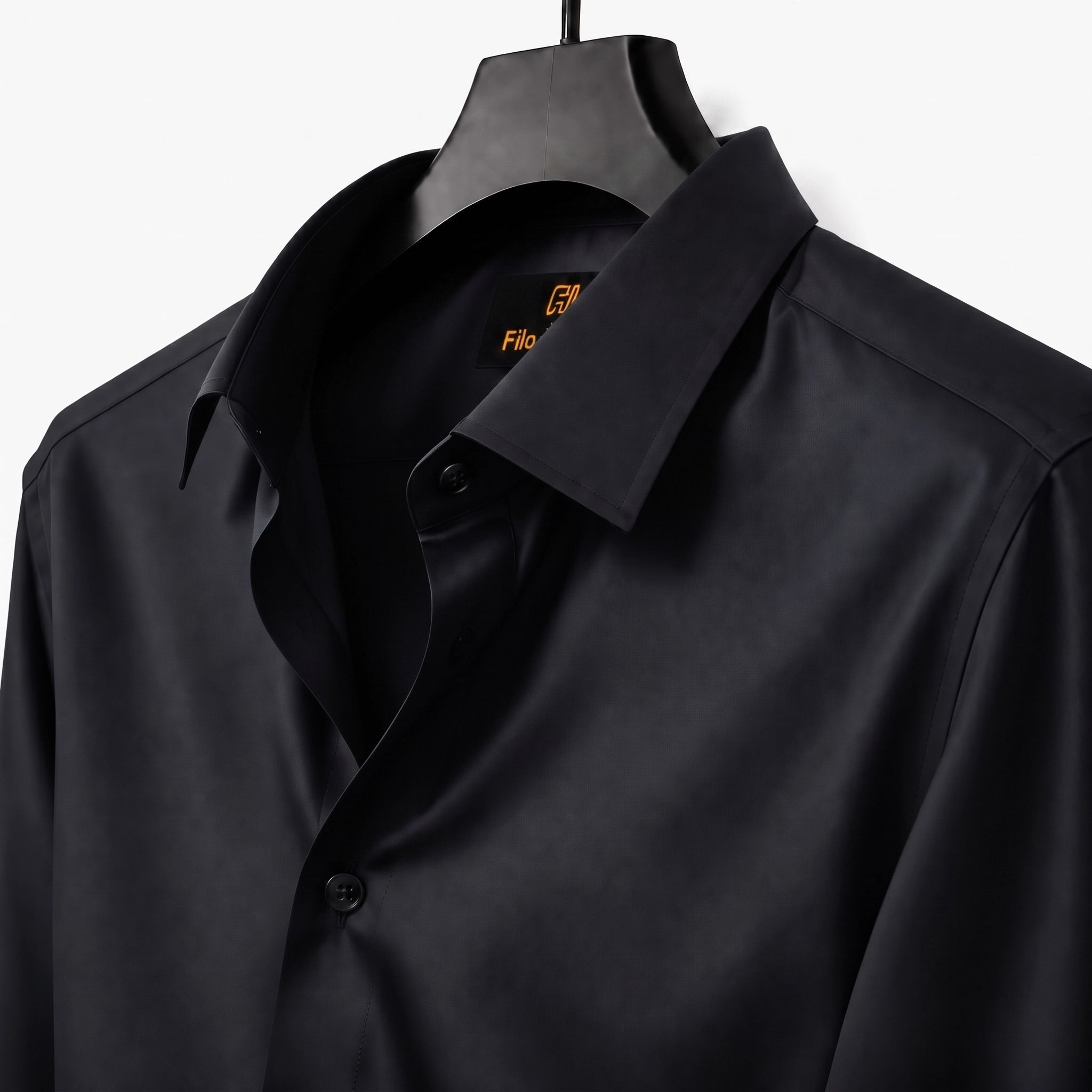 Anti Wrinkle Satin Lycra Formal Shirt (Imported Fabric)| Black