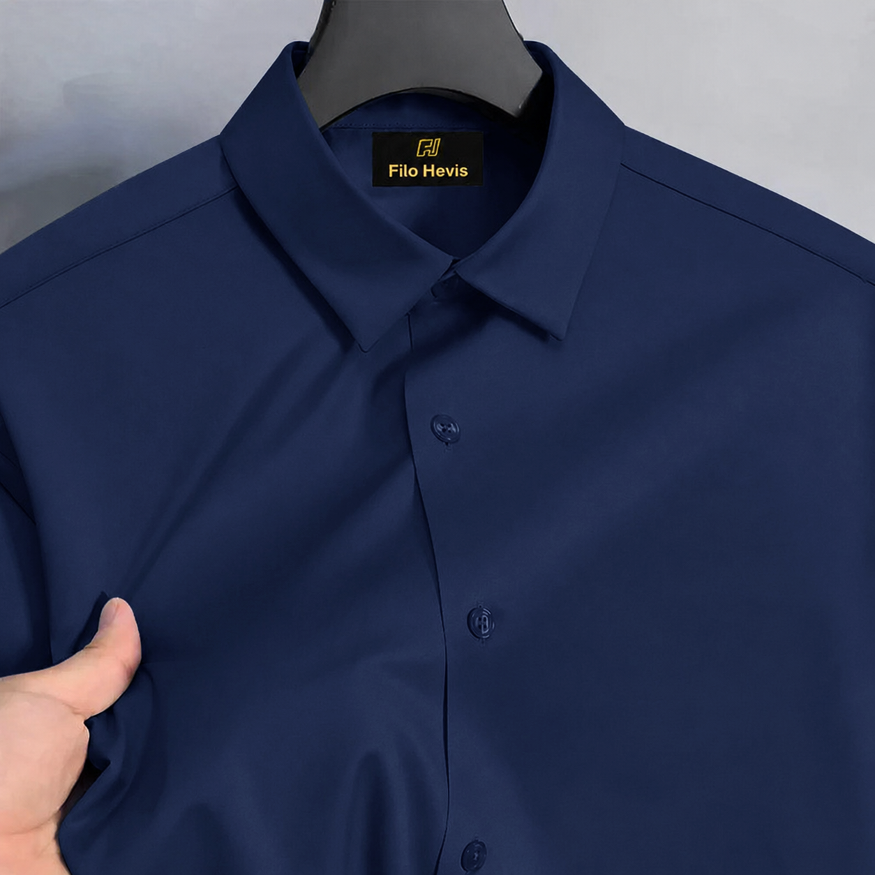 Men’s Satin Lycra Formal Shirt (Imported Fabric)| Navy Blue