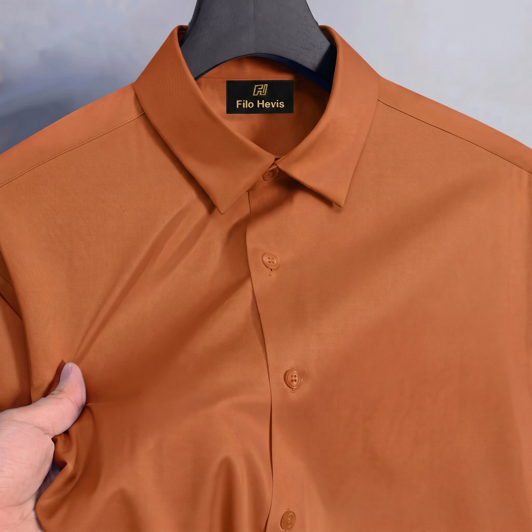 Satin Lycra Anti Wrinkle Formal Shirt (Imported Fabric)| Orange