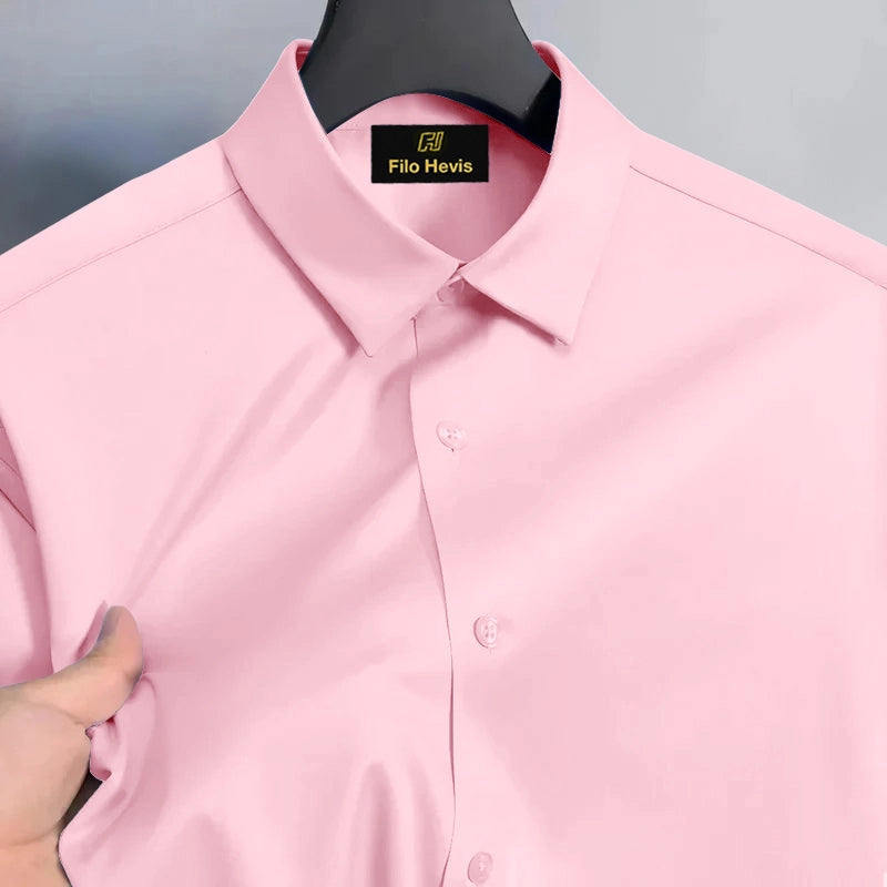 Anti Wrinkle Satin Lycra Formal Shirt (Imported Fabric)| Pink
