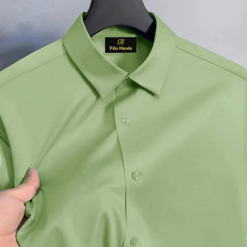 Anti Wrinkle Satin Lycra Formal Shirt (Imported Fabric)| Pista Green