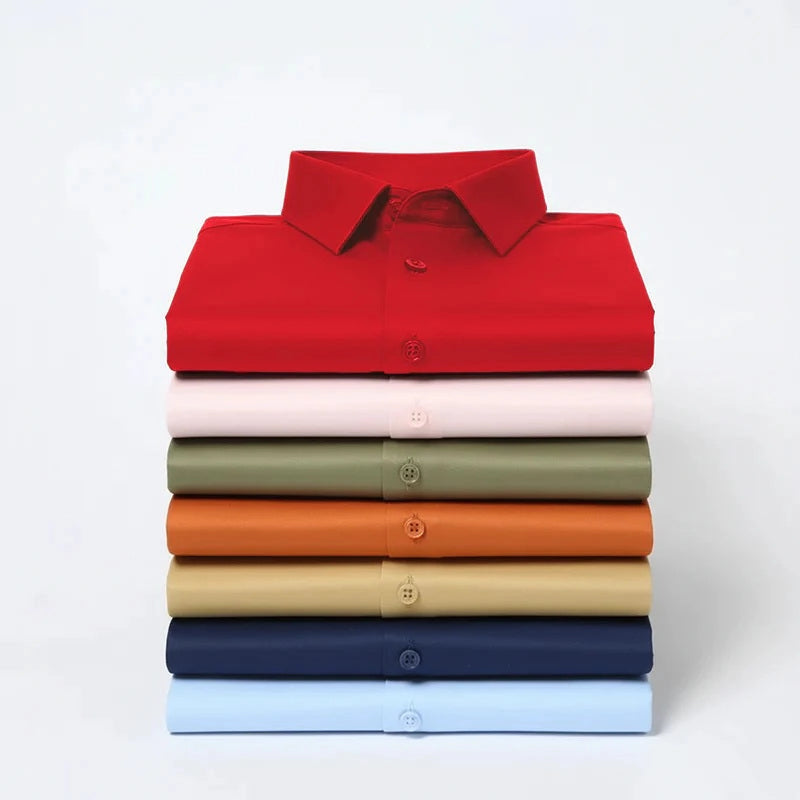 Anti Wrinkle Satin Lycra Formal Shirt (Imported Fabric)| Red My Store