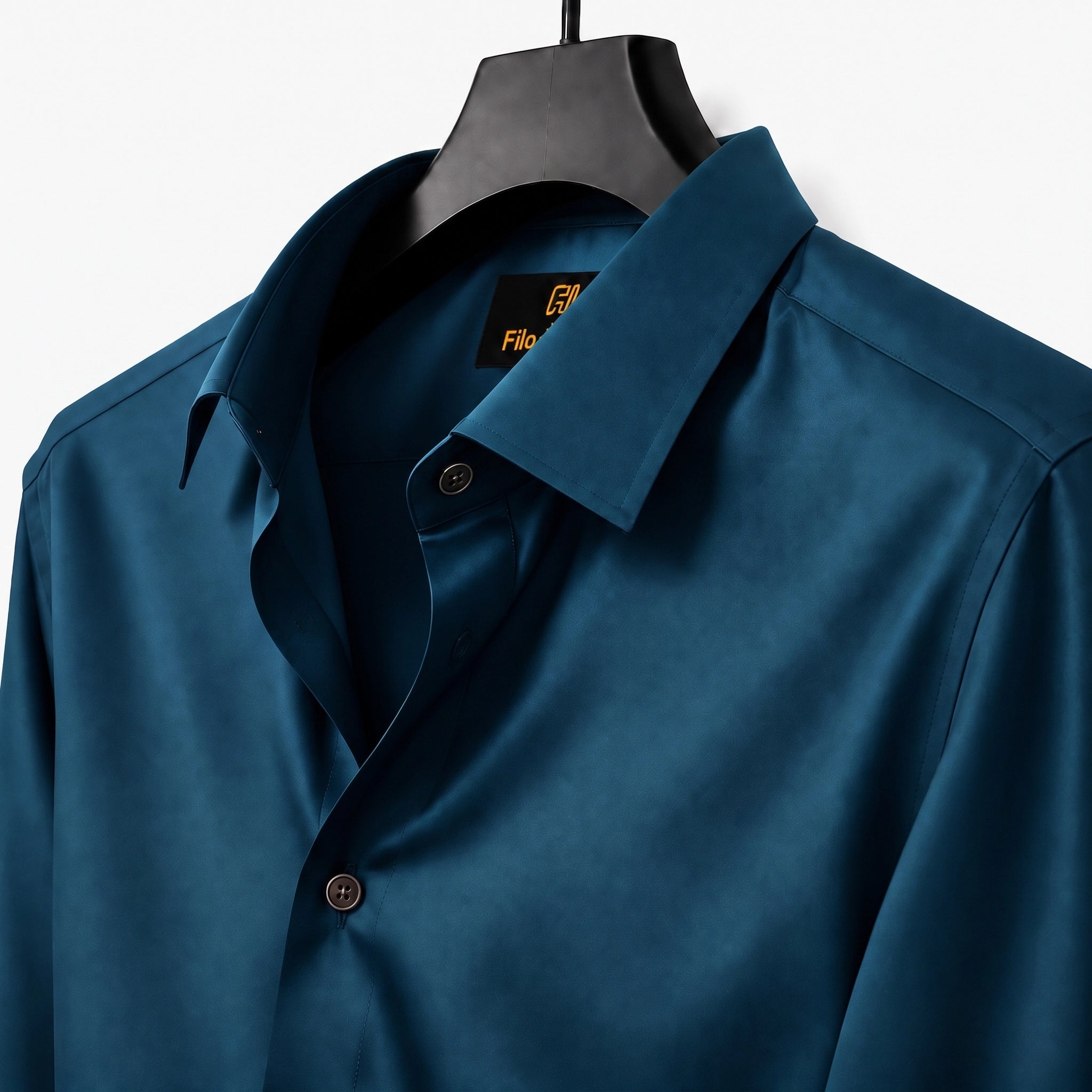 Anti Wrinkle Satin Lycra Formal Shirt (Imported Fabric)| Teal Blue