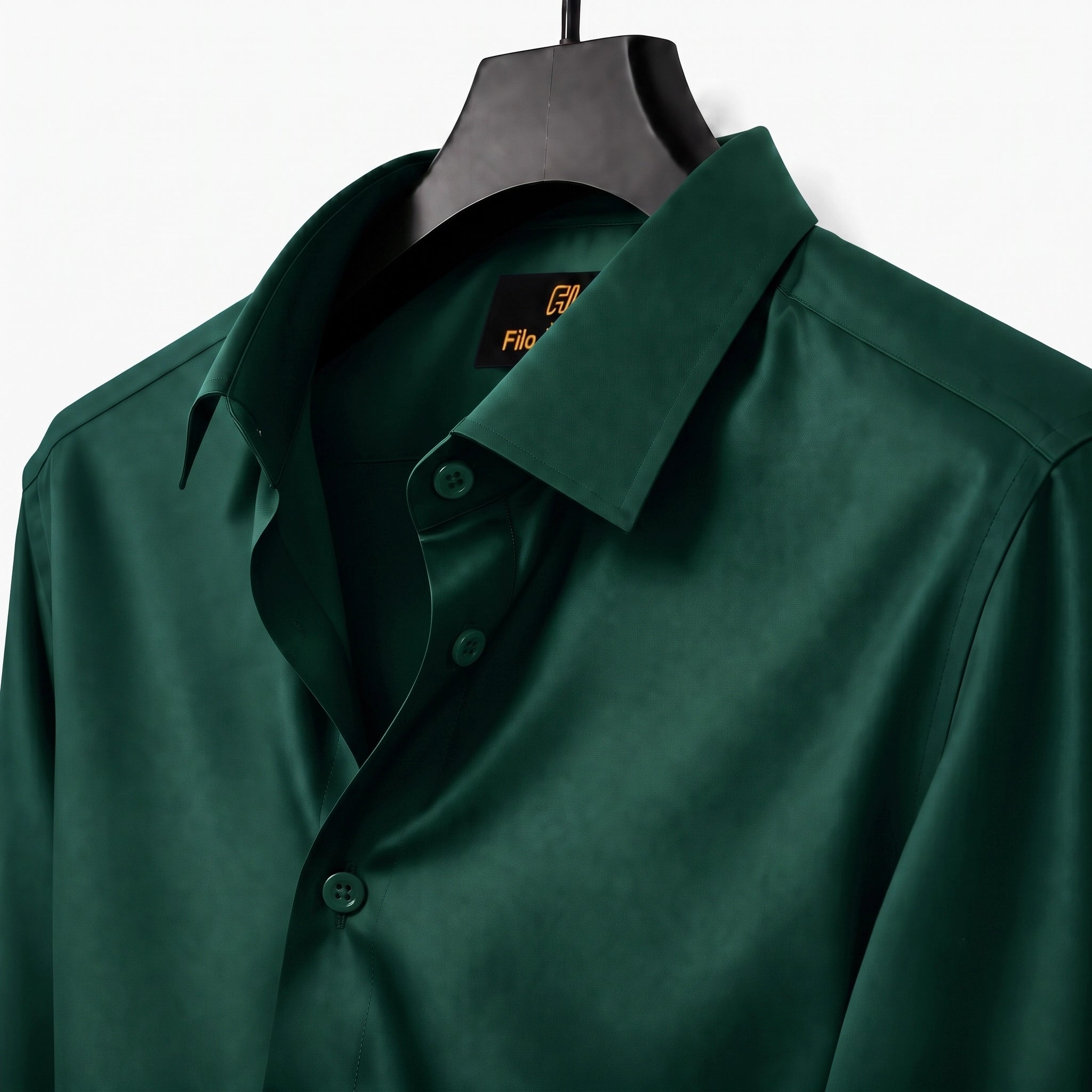 Anti Wrinkle Satin Lycra Formal Shirt (Imported Fabric)| Dark Green/Phthalo Green
