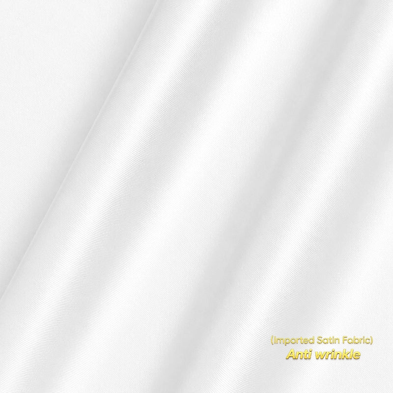 Anti Wrinkle Satin Lycra Formal Shirt (Imported Fabric)| White (With White Button) My Store