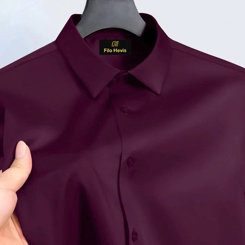 Anti Wrinkle Satin Lycra Formal Shirt (Imported Fabric)| Dark Maroon My Store