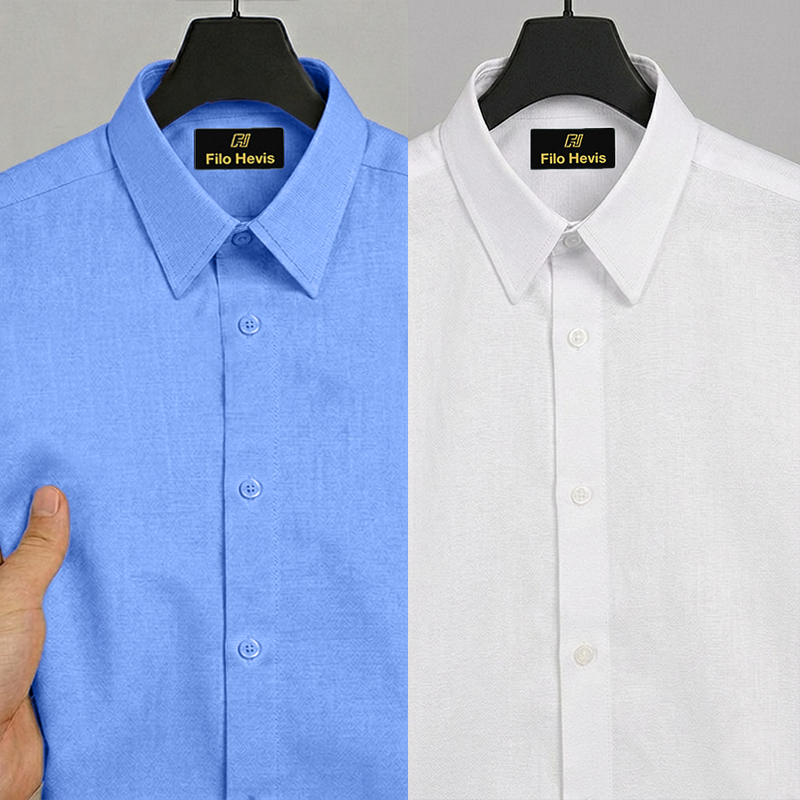 Combo of 2 Filafil Fabric Regular Fit Formal Shirts – White & Royal Blue (Single Pocket)