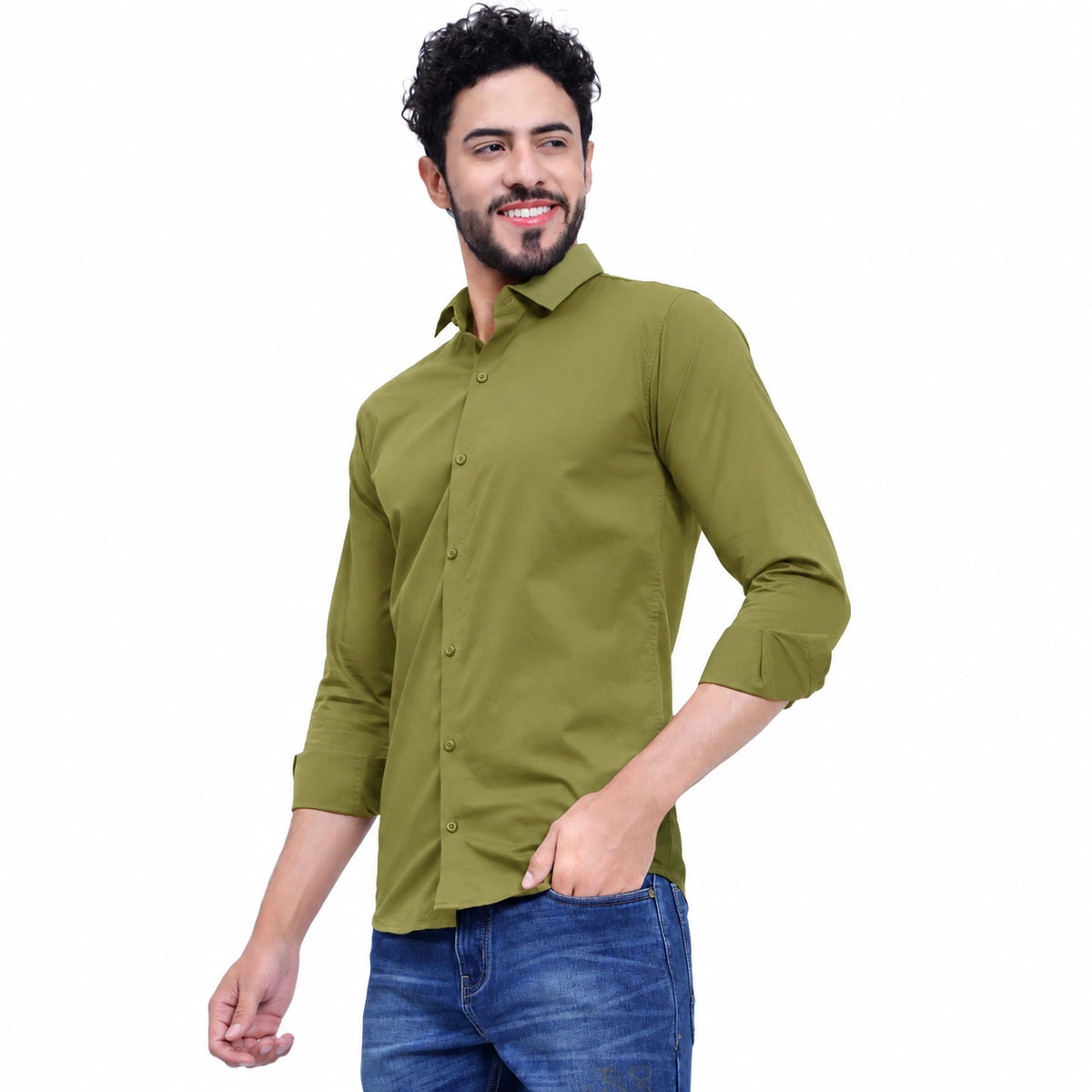 MENS FORMAL REGULAR FIT FULL SLEEVE SHIRT LIGHT MEHNDI