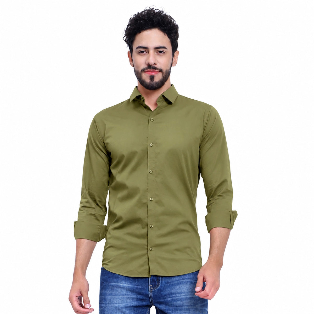 MENS FORMAL REGULAR FIT FULL SLEEVE SHIRT LIGHT MEHNDI