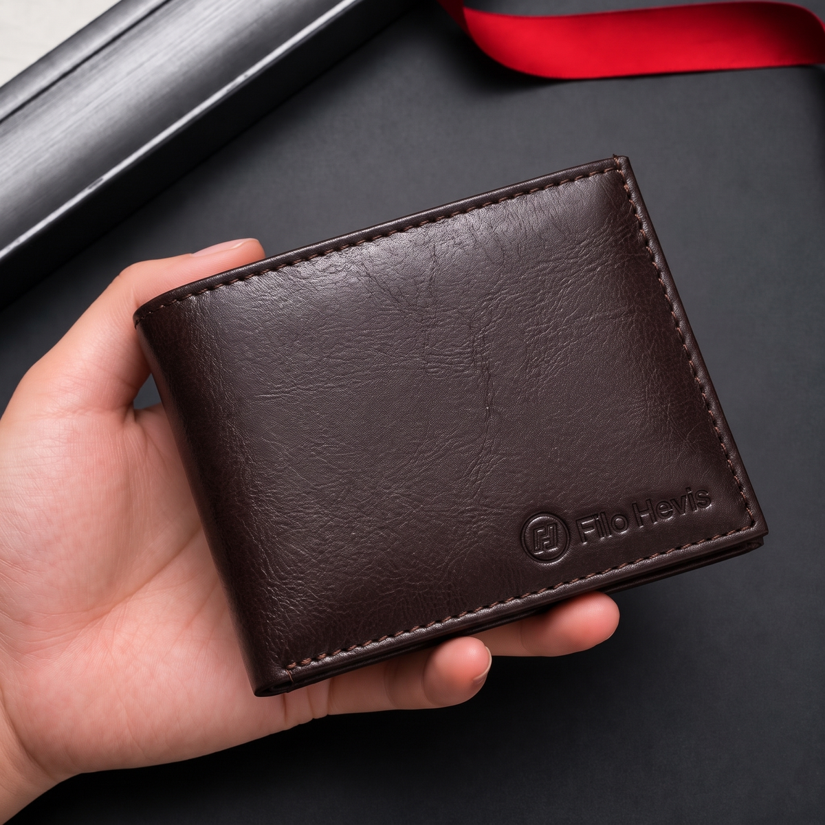 Brown Leather Bifold Wallet for Men