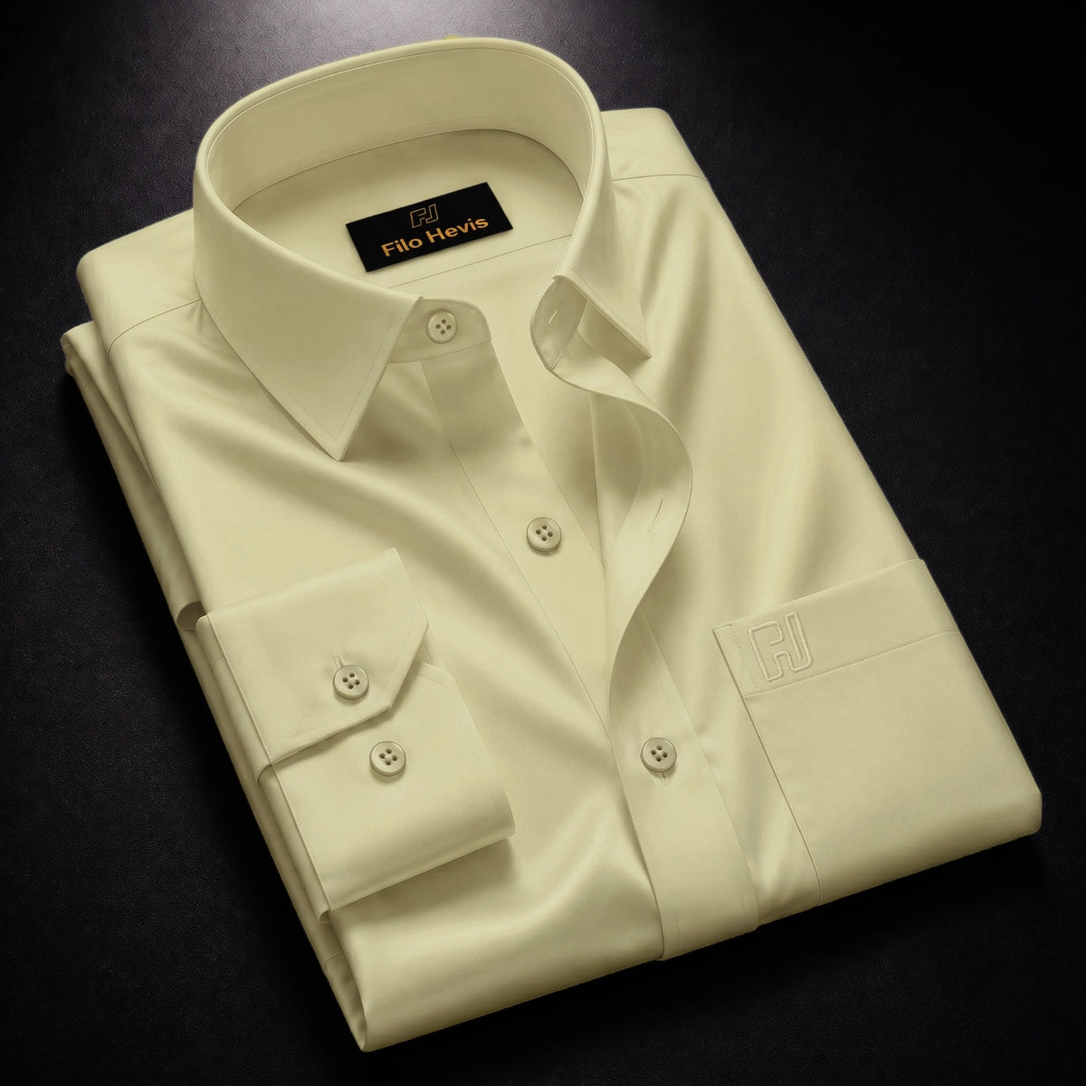 Cotton Satin Formal Shirt for Men - Regular Fit Full Sleeve | Cream