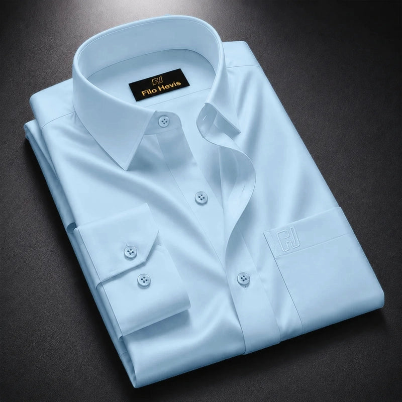 Cotton Satin Formal Shirt for Men - Regular Fit Full Sleeve | Sky Blue