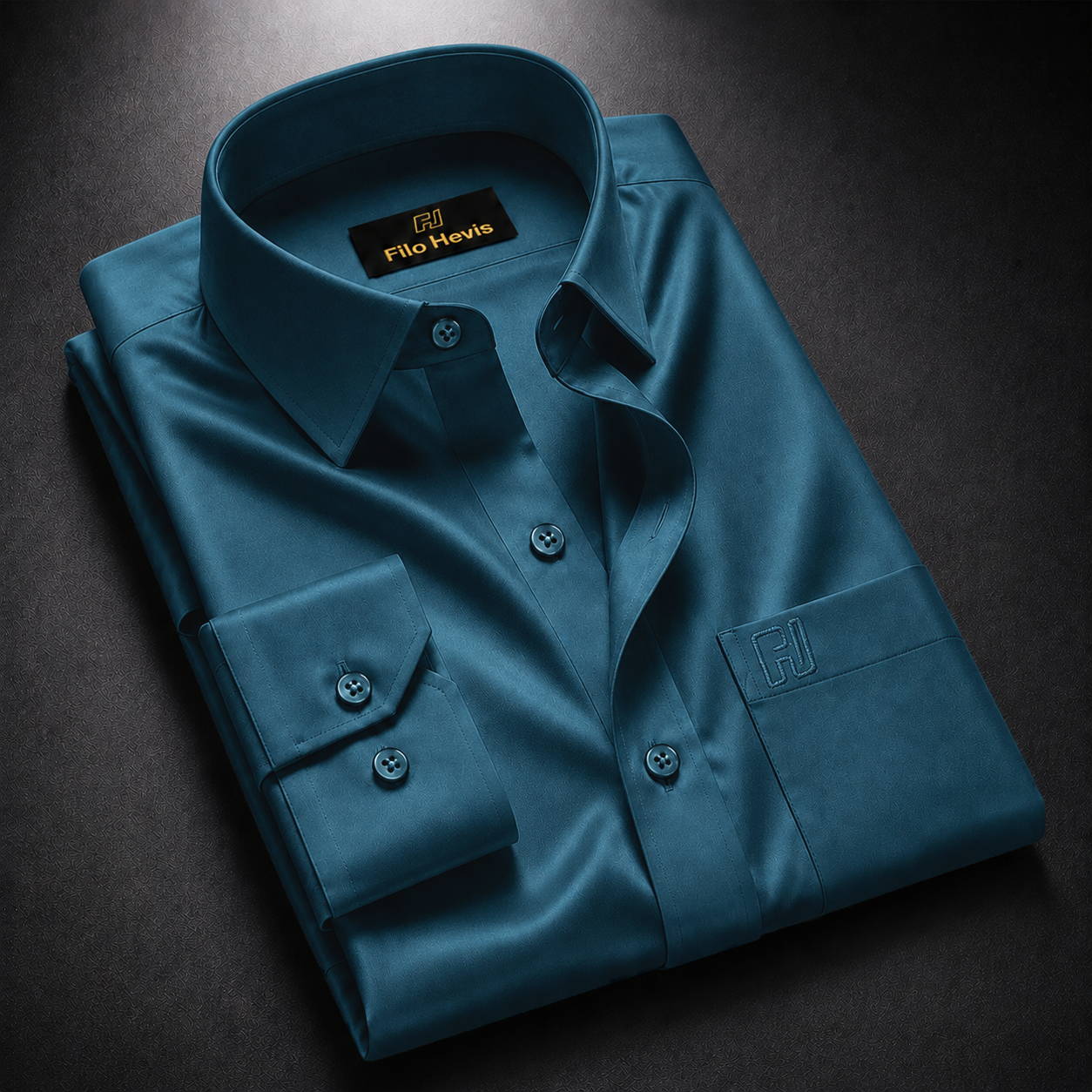 Cotton Satin Formal Shirt for Men - Regular Fit Full Sleeve | Teal Blue