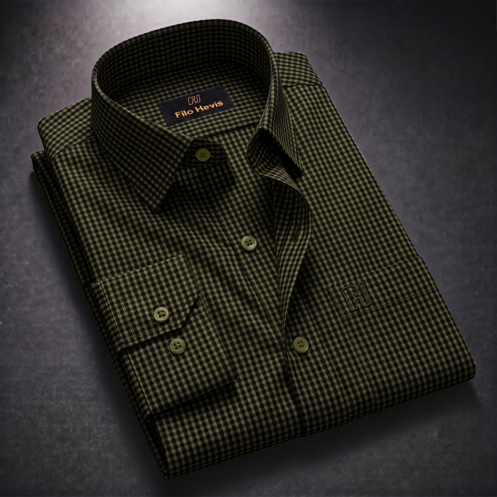 Cotton Check Shirt for Men |Slim fit | Olive-Green My Store
