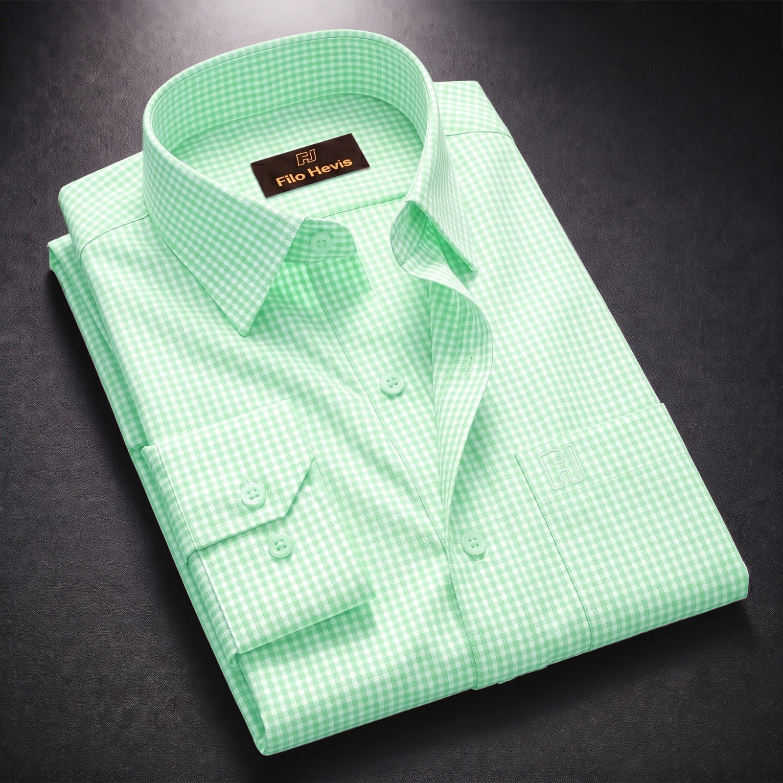 Oxford Cotton Check Shirt for Men |Slim fit | Light Green My Store
