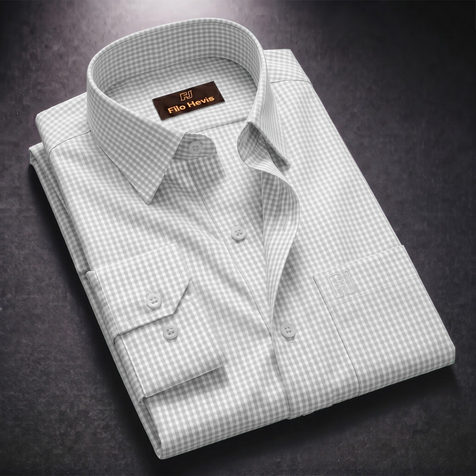 Cotton Check Shirt for Men |Slim fit | Light-Grey My Store