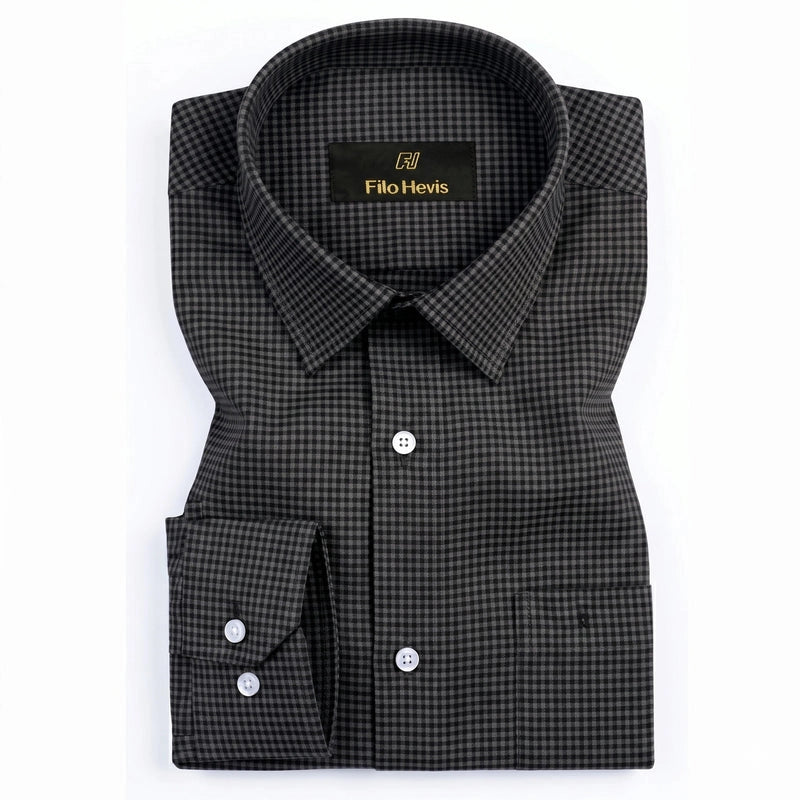 Cotton Check Shirt for Men |Slim fit | Black