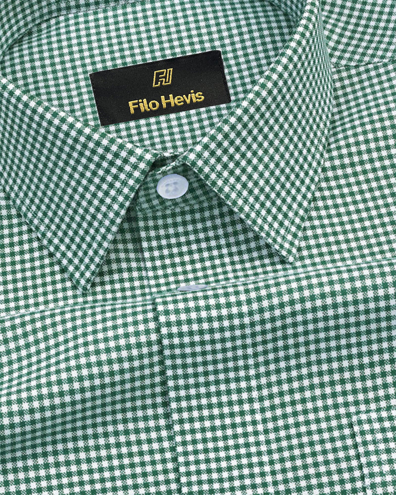 Oxford Cotton Check Shirt for Men |Slim fit | Dark Green My Store