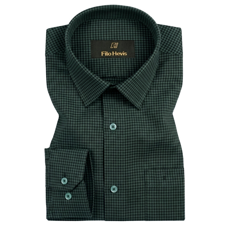 Cotton Check Shirt for Men |Slim fit | Green