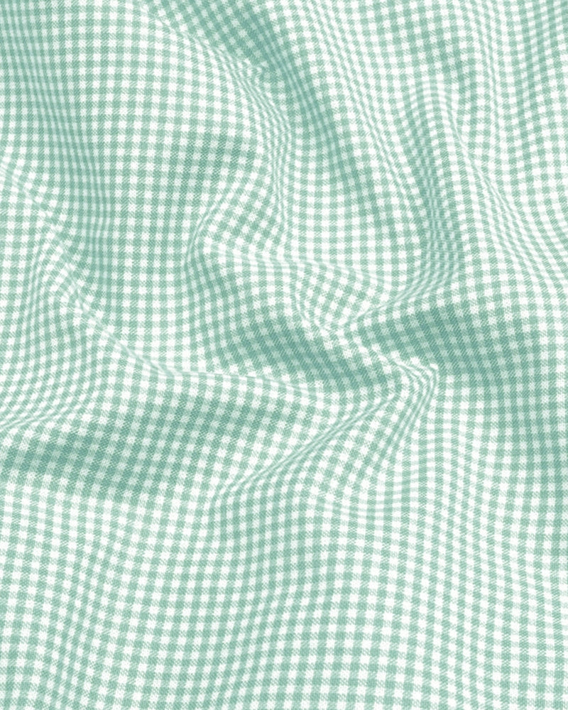 Cotton Check Shirt for Men |Slim fit | Pista-Green