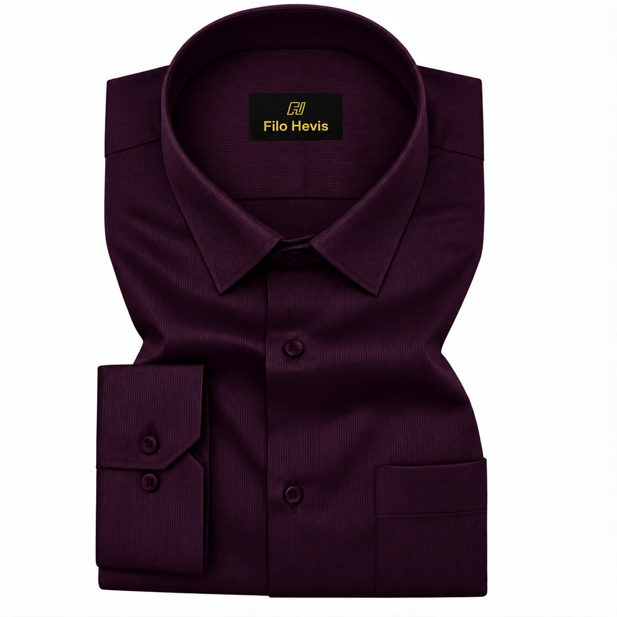 Fine-Ribbed Self-Structured Formal Shirt-Wine
