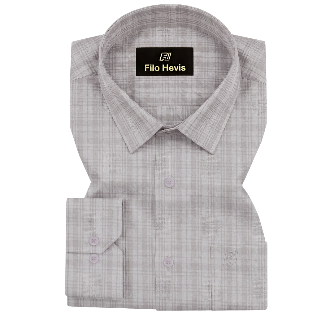 CHECK SHIRTS FOR MEN | FULL SLEEVE | FORMAL & CASUAL WEAR | LIGHT GREY My Store