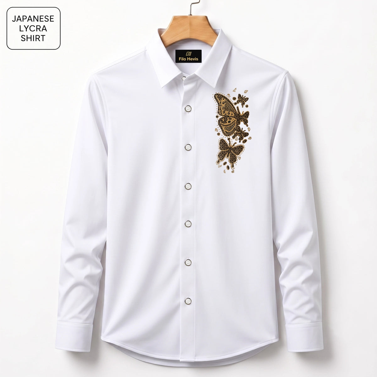 Butterfly Embroidery Party Shirts | Club Wear | White ( We Accept Only Prepaid For This Article )