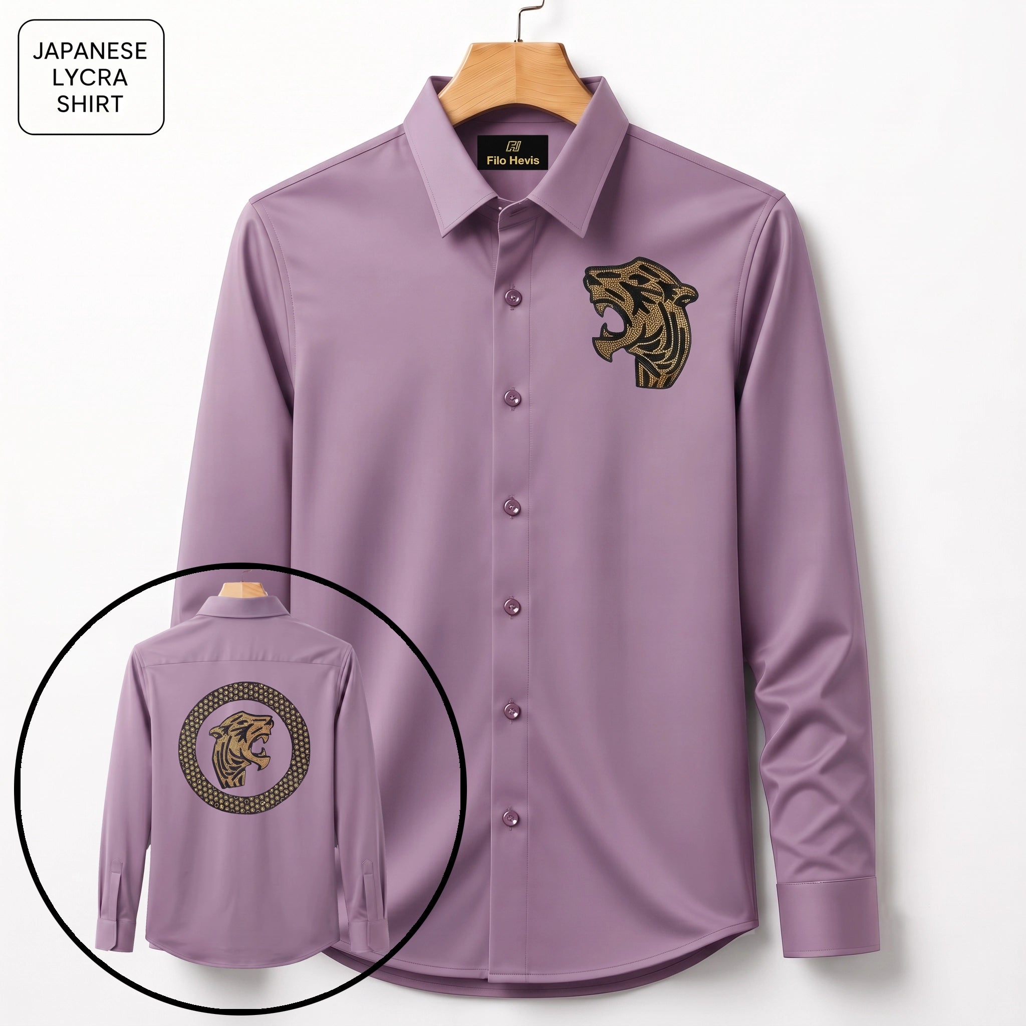Front & Back Tiger Embroidery Party Shirts | Club Wear | Onion