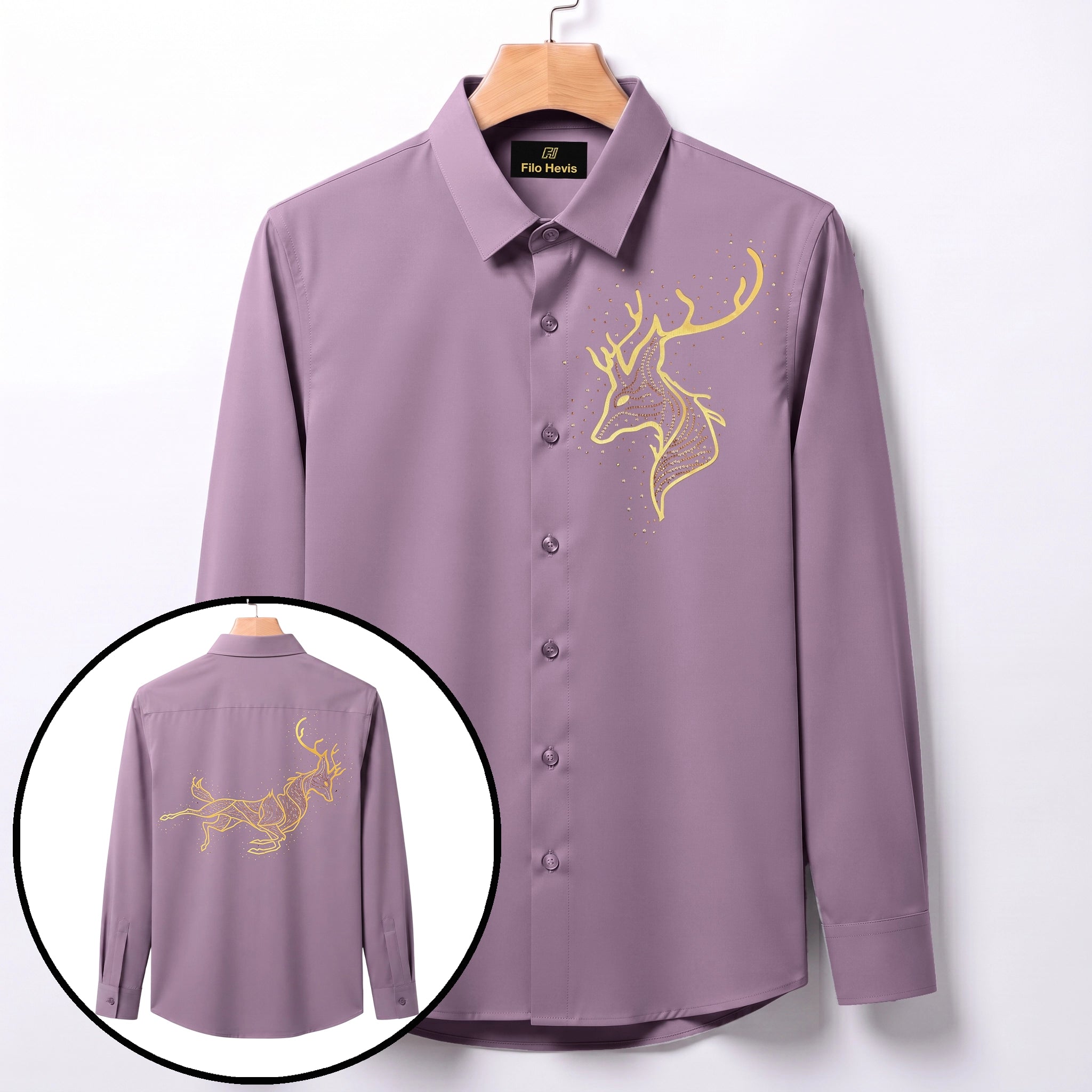 Front & Back Double Deer Embroidery Party Shirts | Club Wear | Onion
