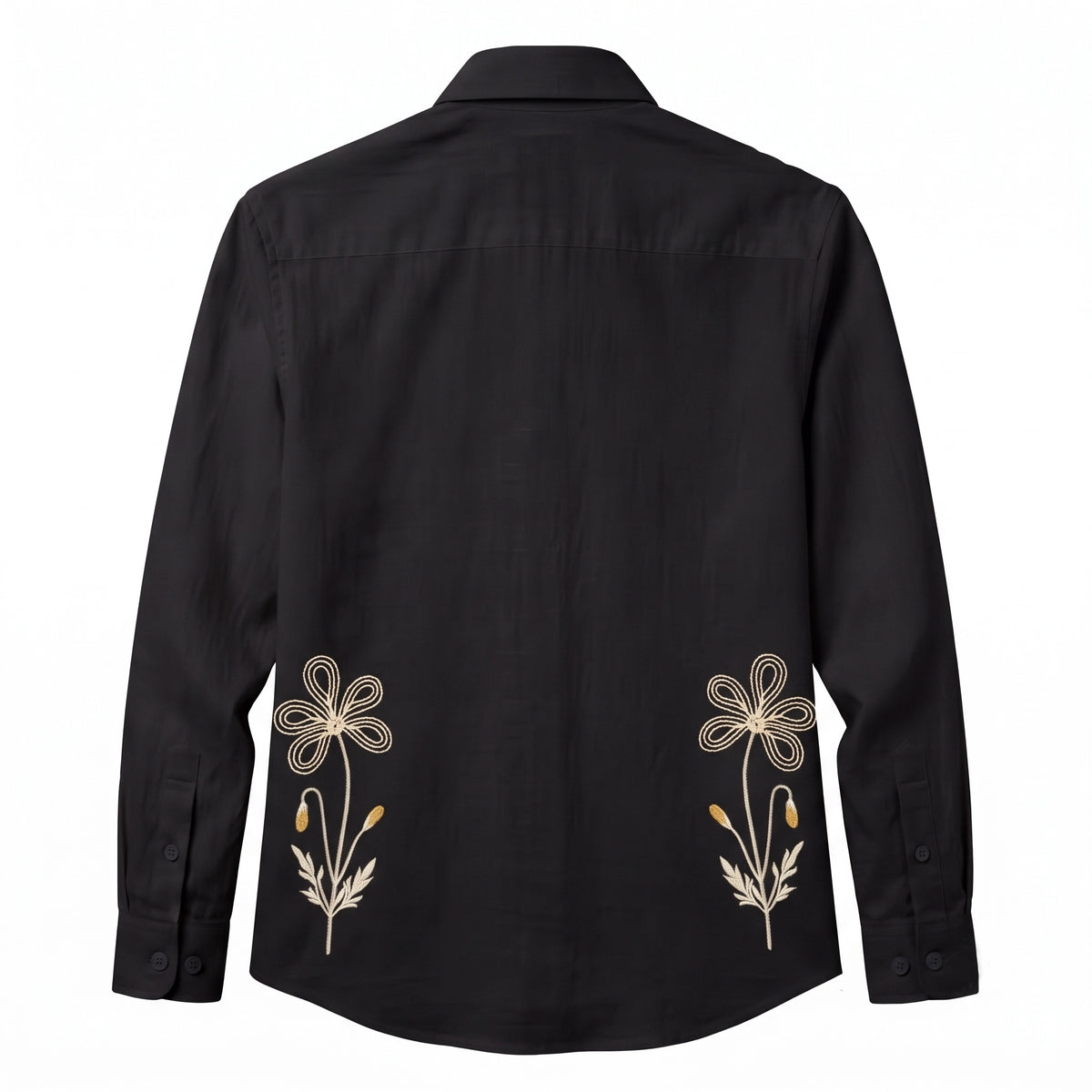 Men's Crush Fabric | Embroidery Printed | Full Sleeve Shirt | Black