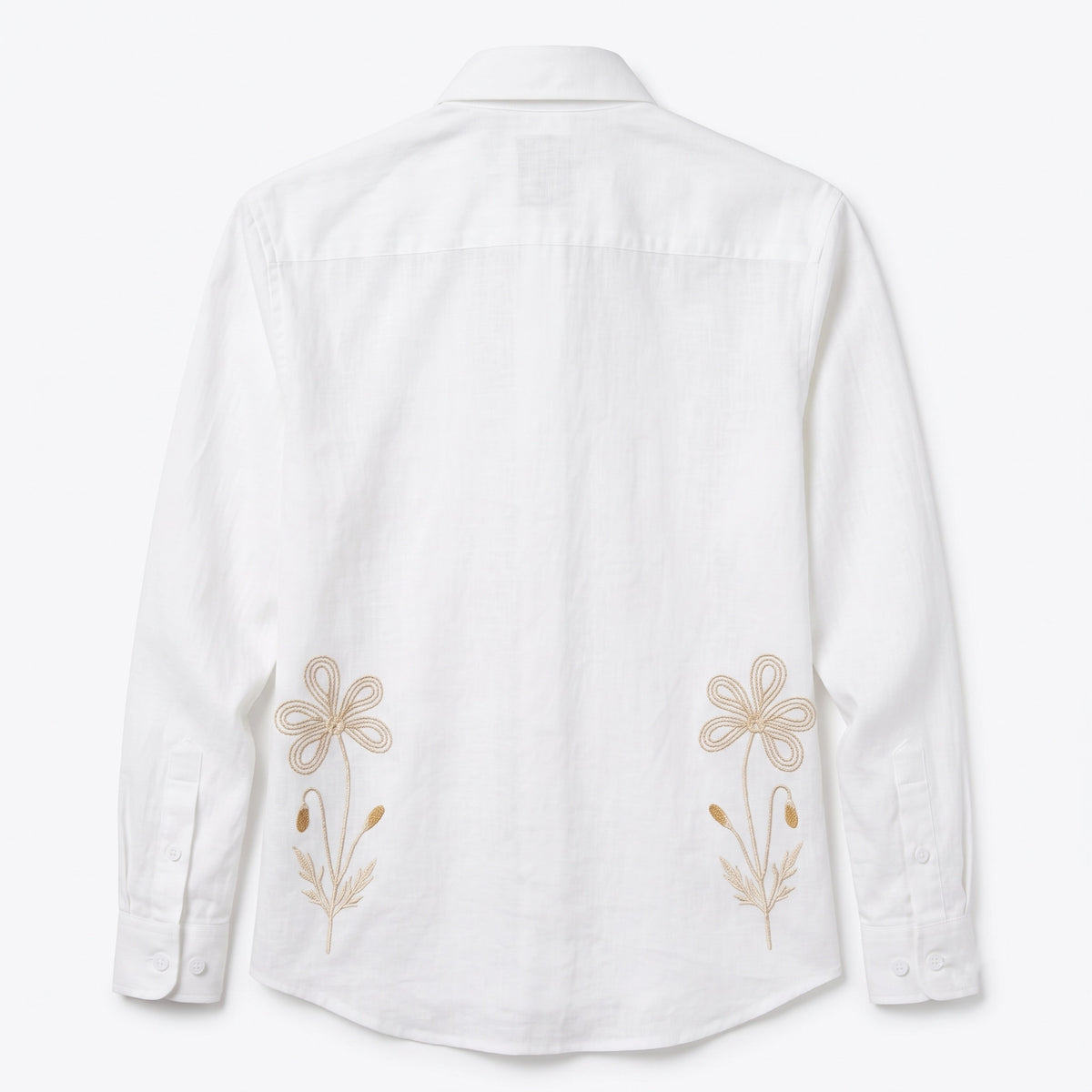Men's Crush Fabric | Embroidery Printed | Full Sleeve Shirt | White