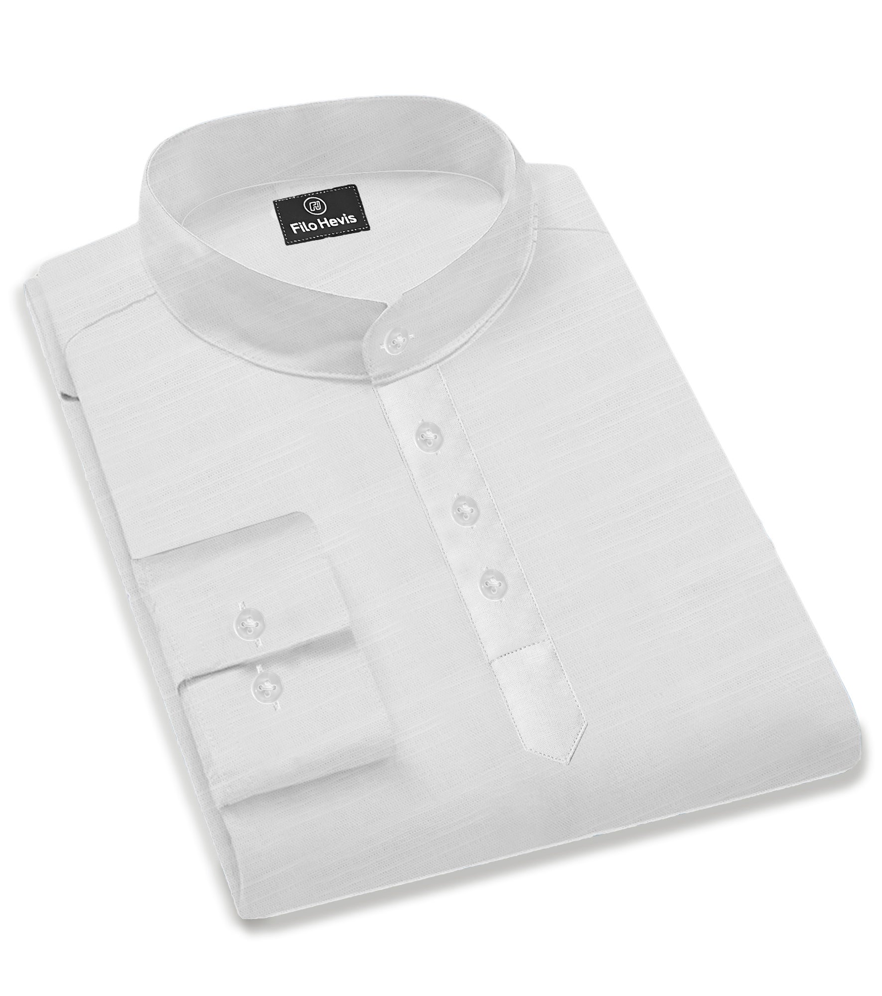 Cotton Chinese Collar Short Kurta for Men | Traditional Nehru Ethnic Shirts | Daily Wear-White