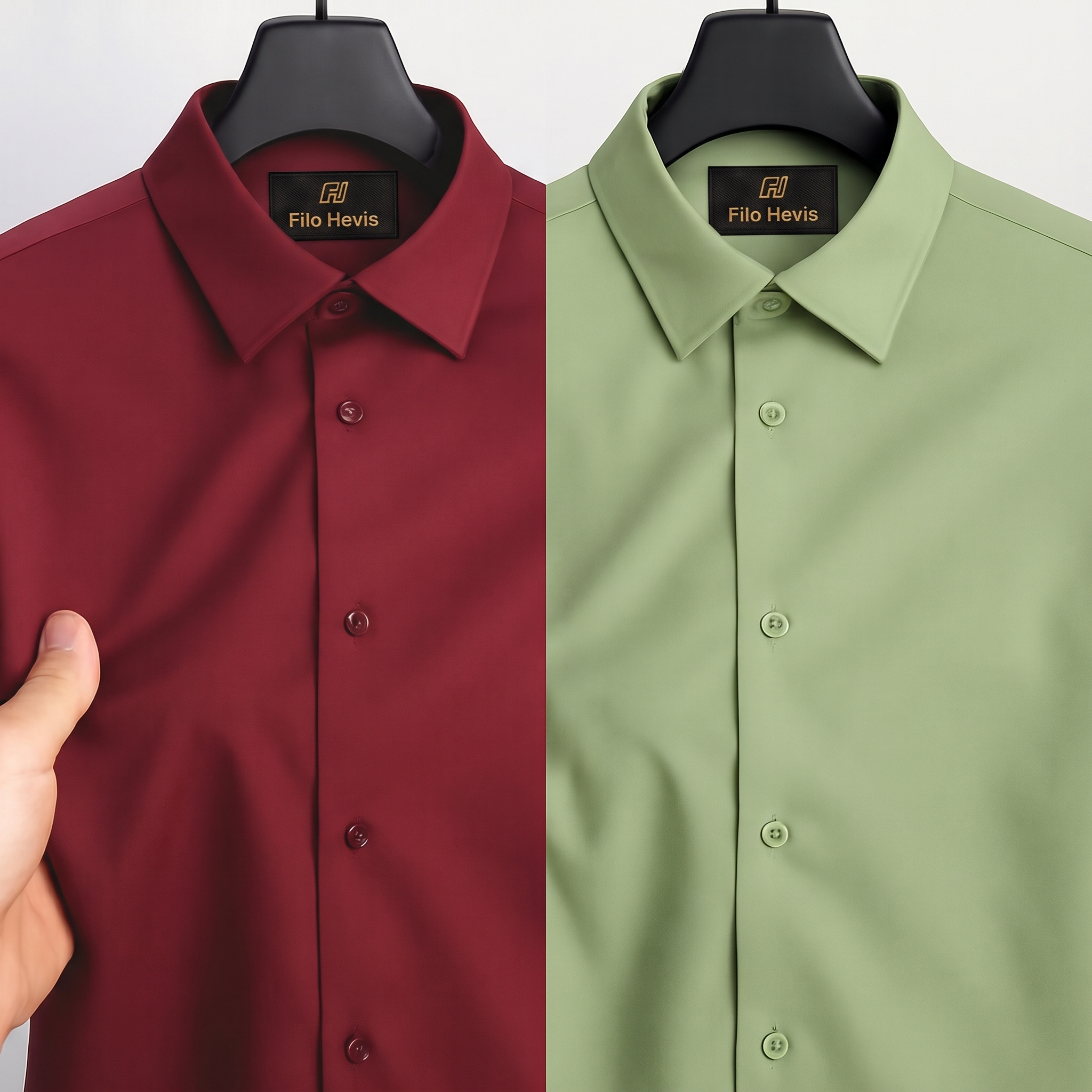 Combo of 2 Anti Wrinkle Imported Satin formal Shirt Maroon & Pista Green My Store