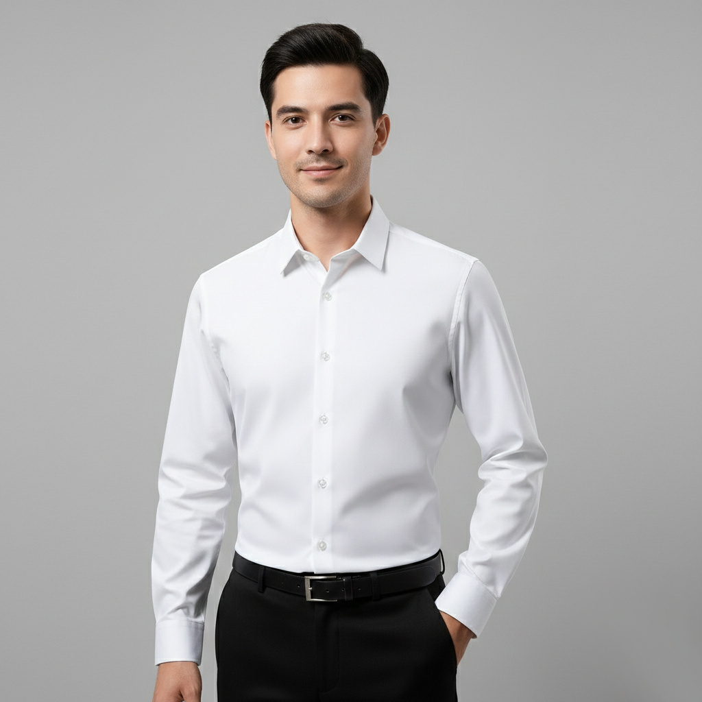 Japanese Lycra Premium Stretch Shirt–Lavender Mist | Ultra-Smooth Formal Fit | White