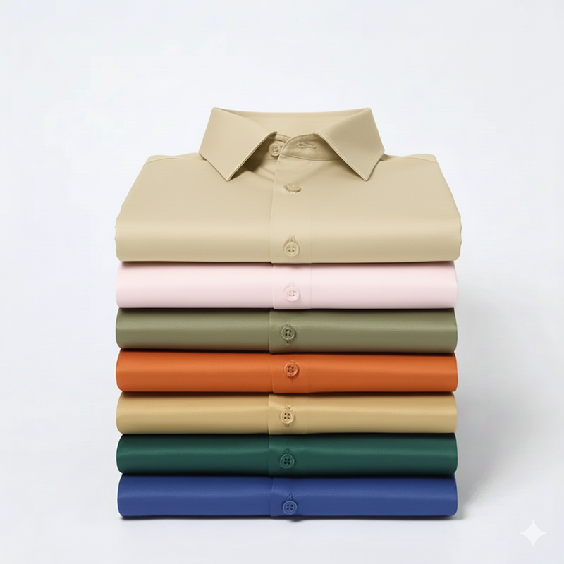 Men's Satin Lycra formal Full Sleeve Shirt Beige