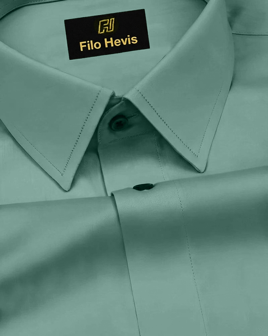 Platinum Cotton Satin Formal Shirt for Men - with Pocket | Pista Green