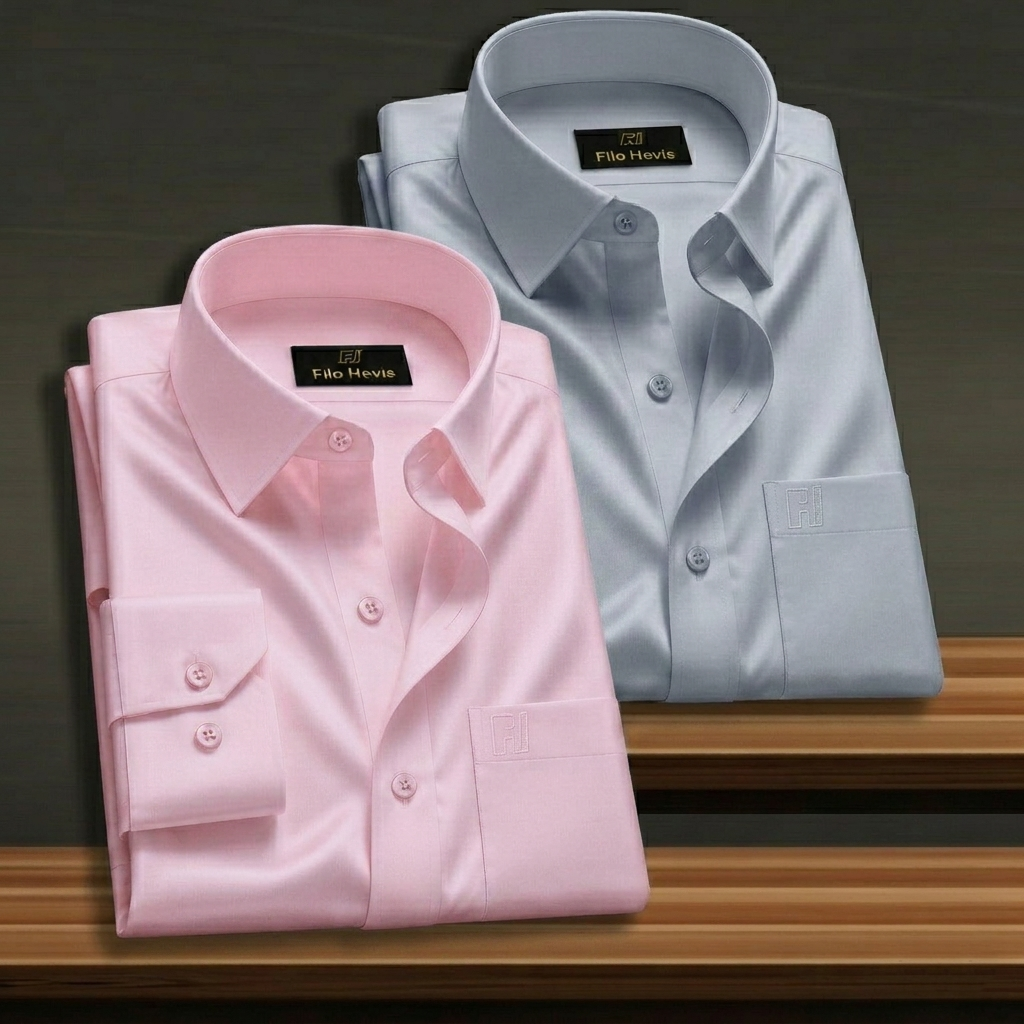 Combo of 2 Formal shirts Light Pink & Light Grey Colour My Store