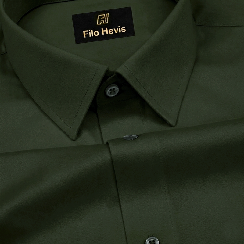 Platinum Cotton Satin Formal Shirt for Men - with Pocket | Light Mehndi