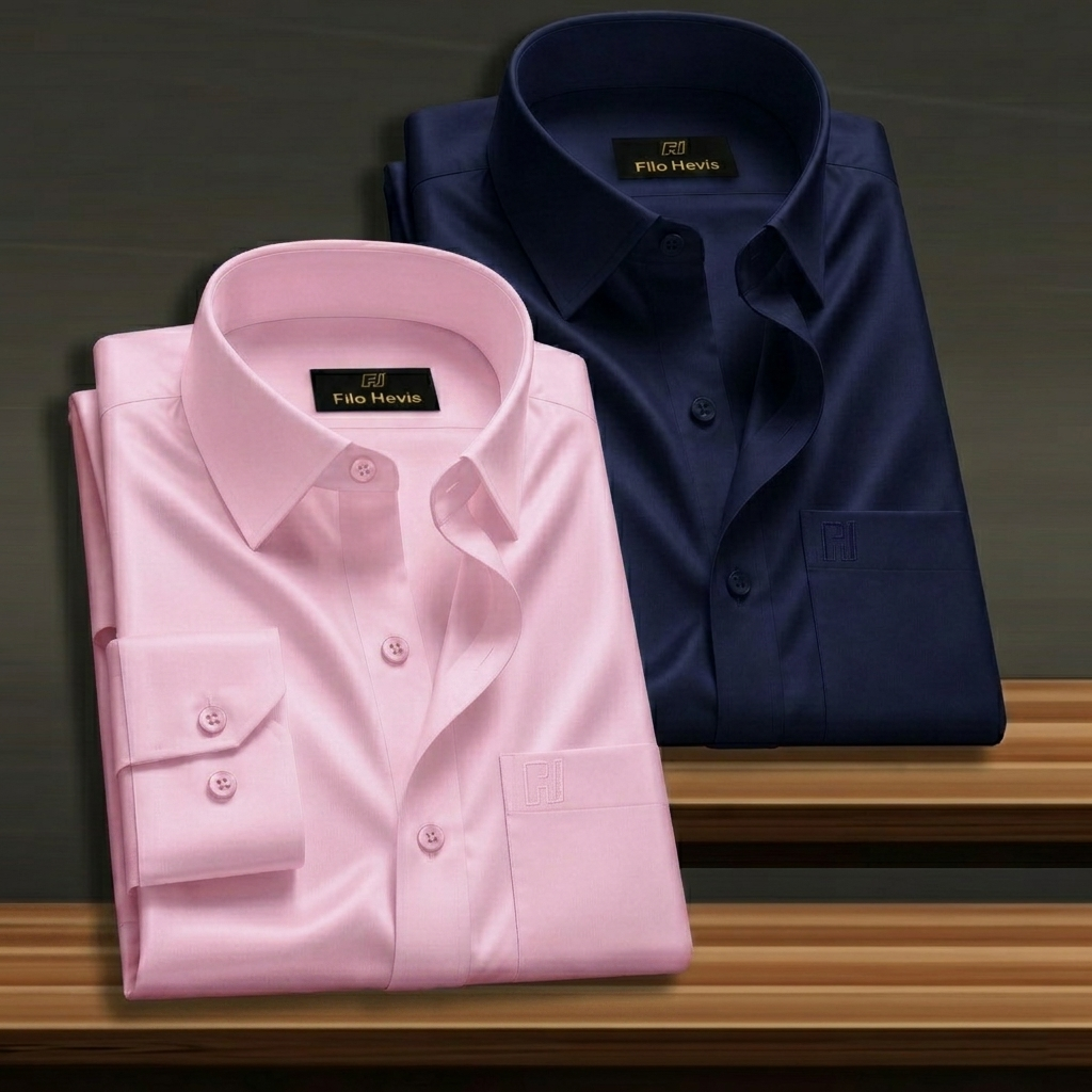 Combo of 2 Formal shirts Navy Blue & Light Pink Colour My Store