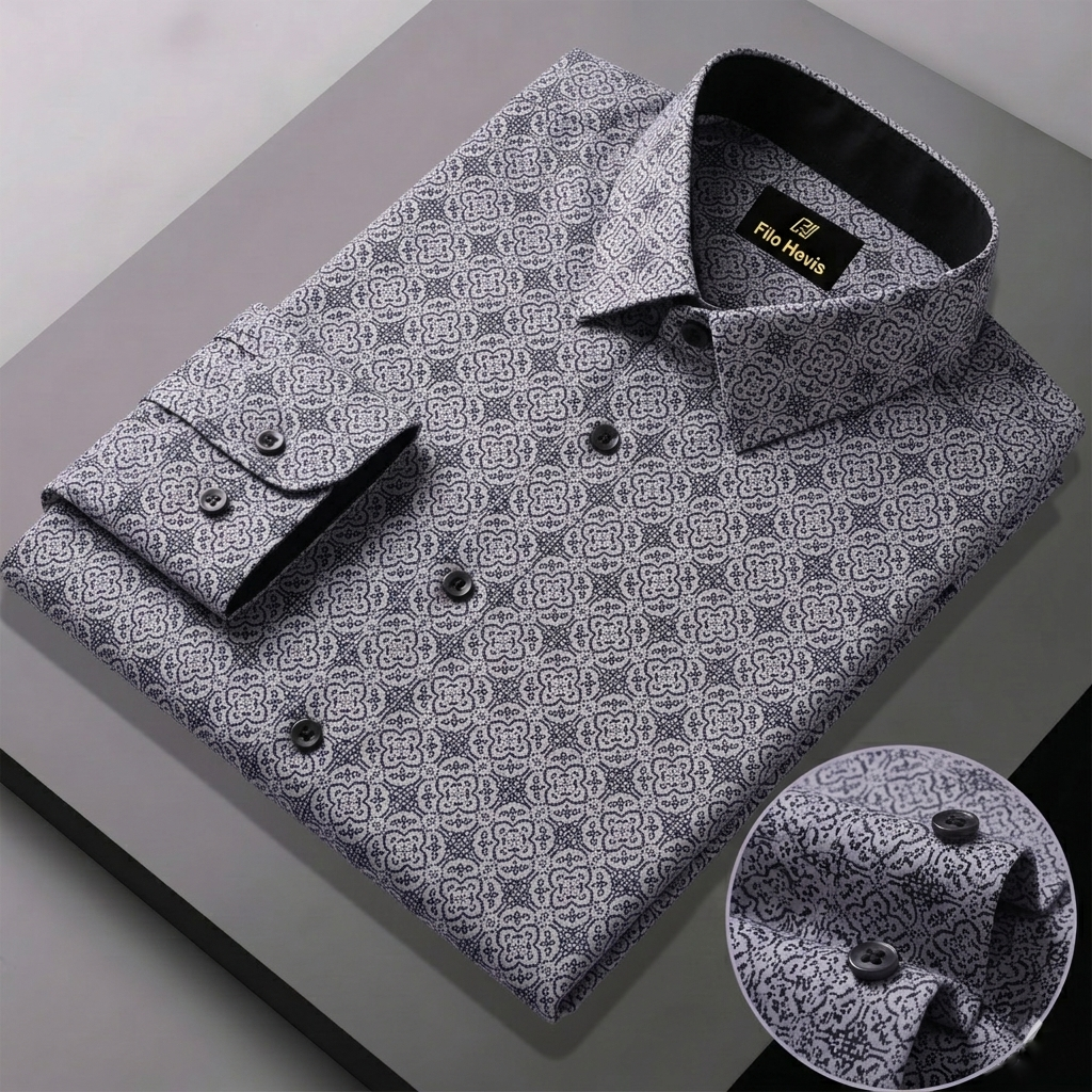 Print Shirt for Men | Smart Regular Fit | Grey