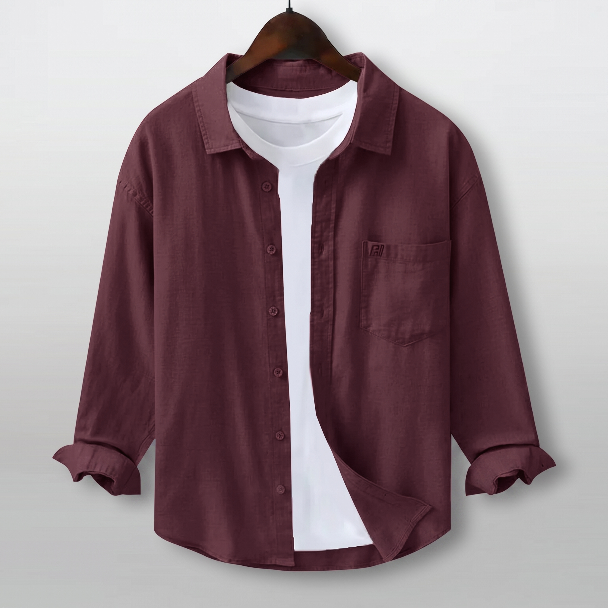 FINE LINEN SHIRTS FOR MEN (Full Sleeves)-Wine My Store
