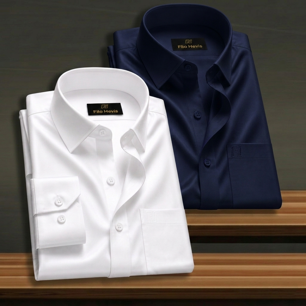 Combo of 2 Formal shirts Navy Blue & White Colour My Store
