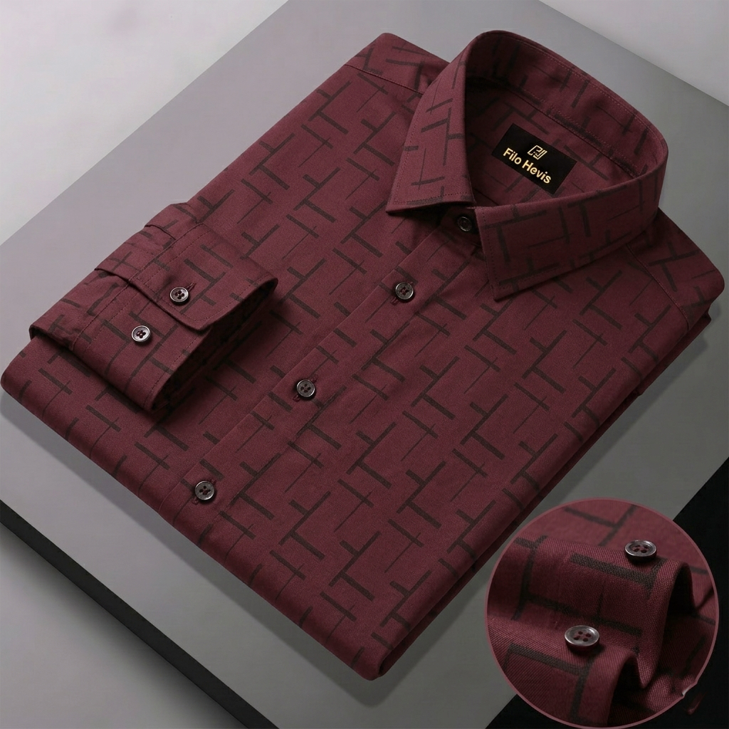 Print Shirt for Men | Smart Regular Fit | MAROON